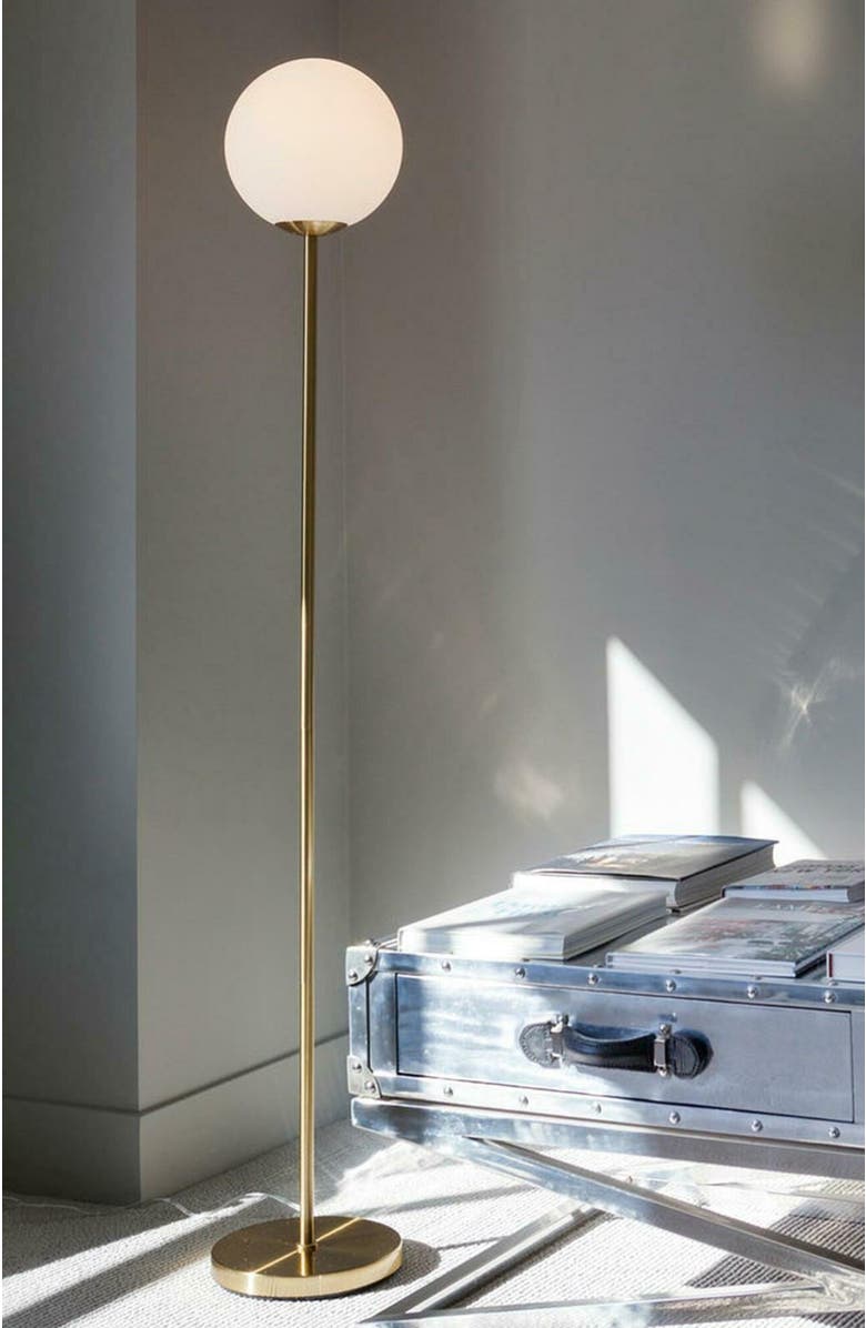 Brightech Luna 65" Modern LED Floor Lamp with Glass Globe Shade, Alternate, color, Classic Black