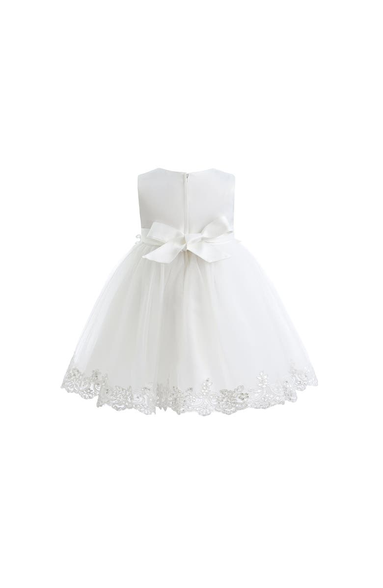 Tulleen Embroidered Blooming Bow Dress, Alternate, color, White
