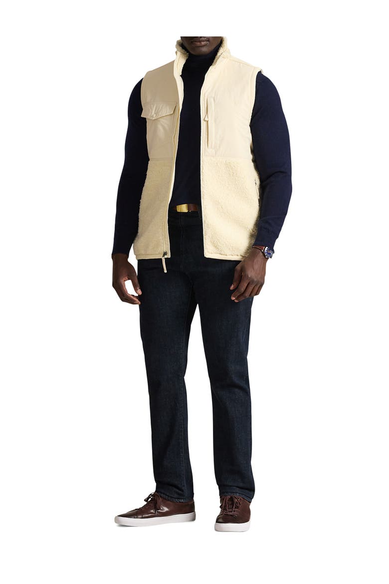 Big & Tall Hi Pile Fleece Vest, Alternate, color, SOLID CREAM