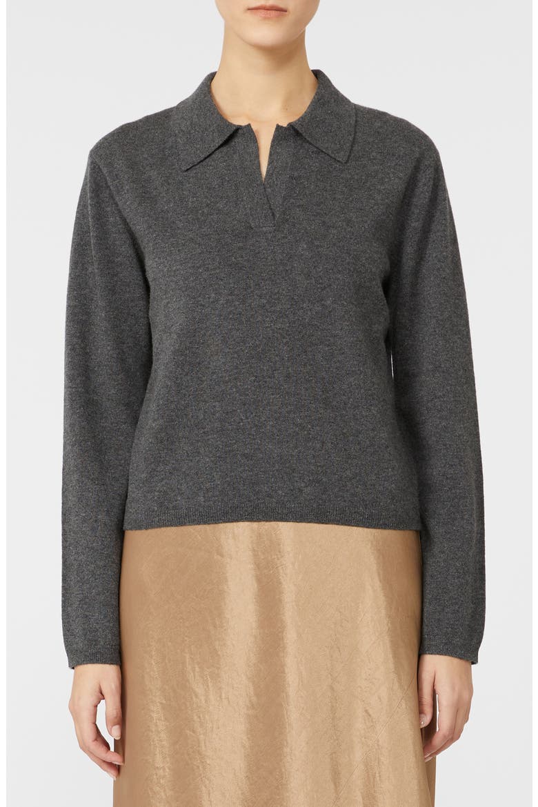 Moxa Virgin Wool & Cashmere Polo Sweater, Main, color, DARK GREY