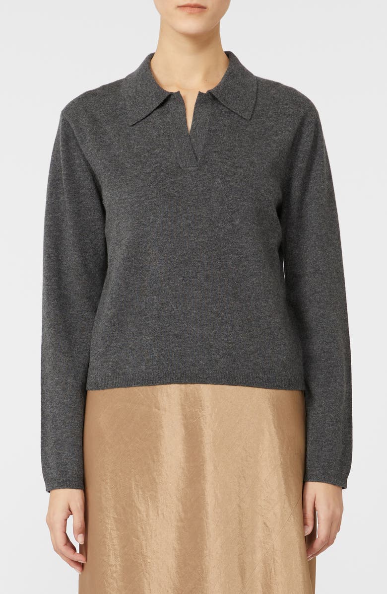 MM by Max Mara Moxa Virgin Wool & Cashmere Polo Sweater, Main, color, Dark Grey
