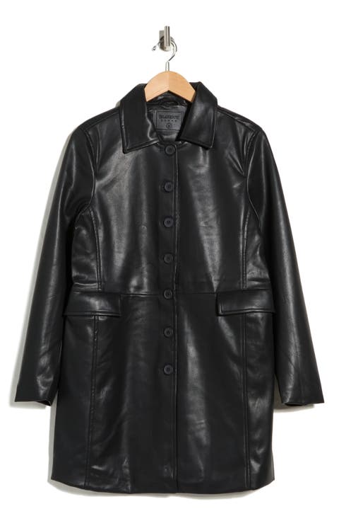 Faux Leather Trench Coat