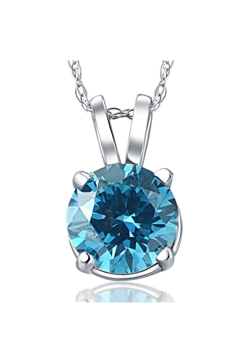 2ct Blue Diamond Solitaire 14K Gold Pendant Lab Grown, Main, color, 14k White Gold