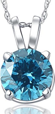 Bliss Diamond 2ct Blue Diamond Solitaire 14K Gold Pendant Lab Grown