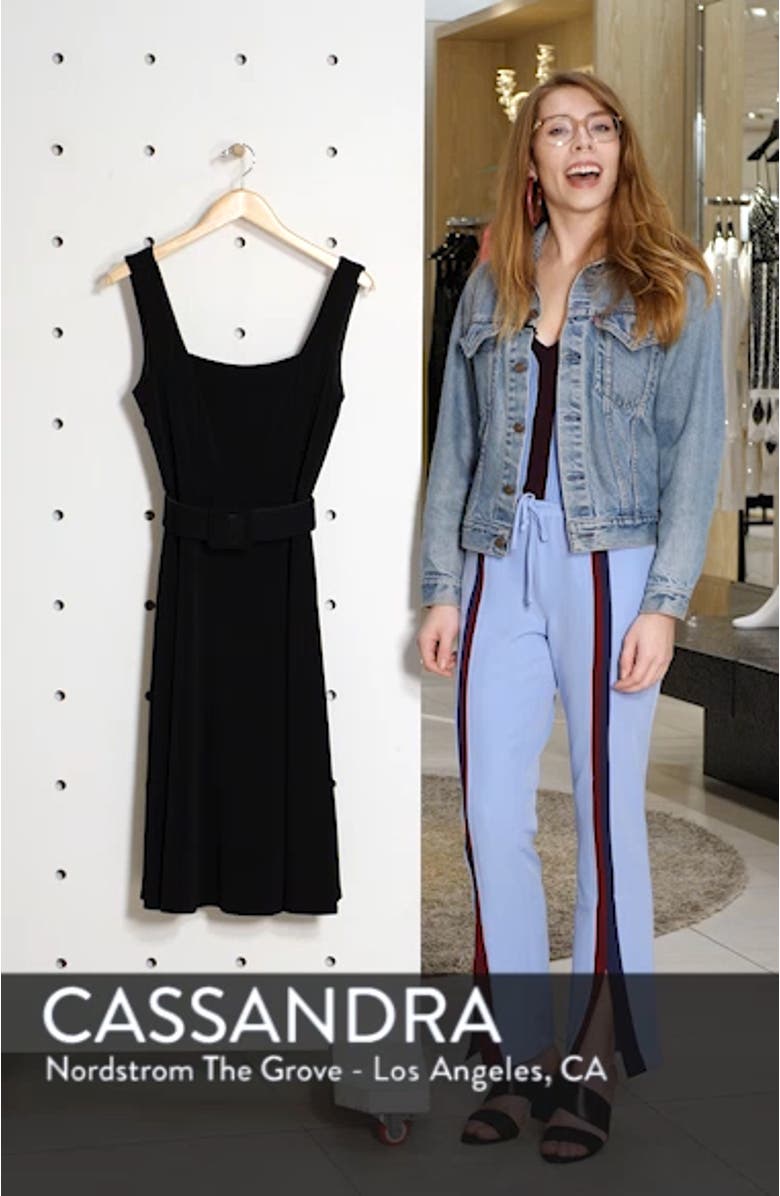 Belted Fit & Flare Square Neck Dress, sales video thumbnail