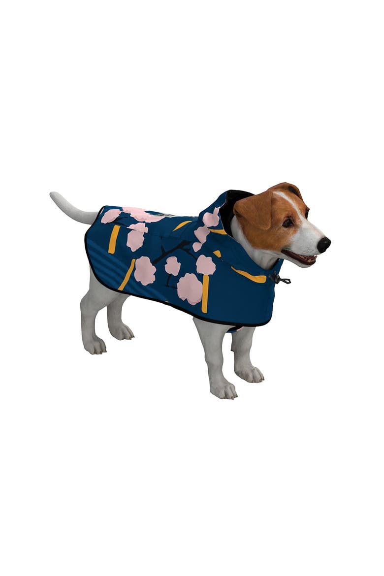 Dog Rain Poncho Japanese Blossom, Main, color, Blue