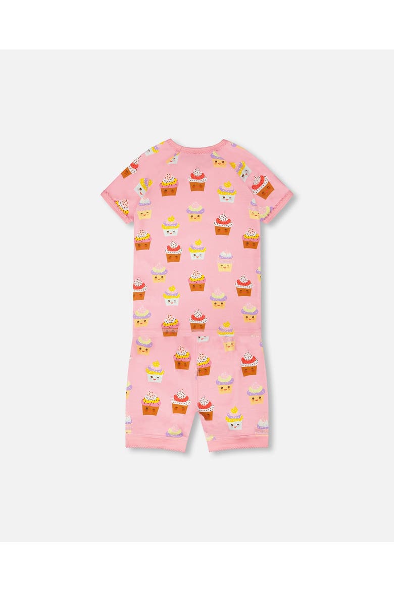 Organic Cotton Cupcake Two-Piece Pyjama Set, Alternate, color, Pink Printed Cupcake