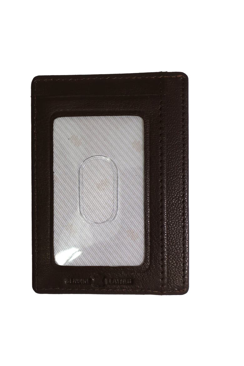 Genuine Leather ID Wallet with Epoxy Logo, Alternate, color, Brown