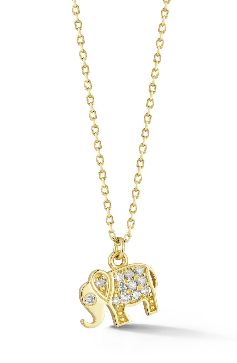 Ember Fine Jewelry 14K Gold Pavé Diamond Elephant Pendant Necklace - 0.09ct., Main, color, Gold
