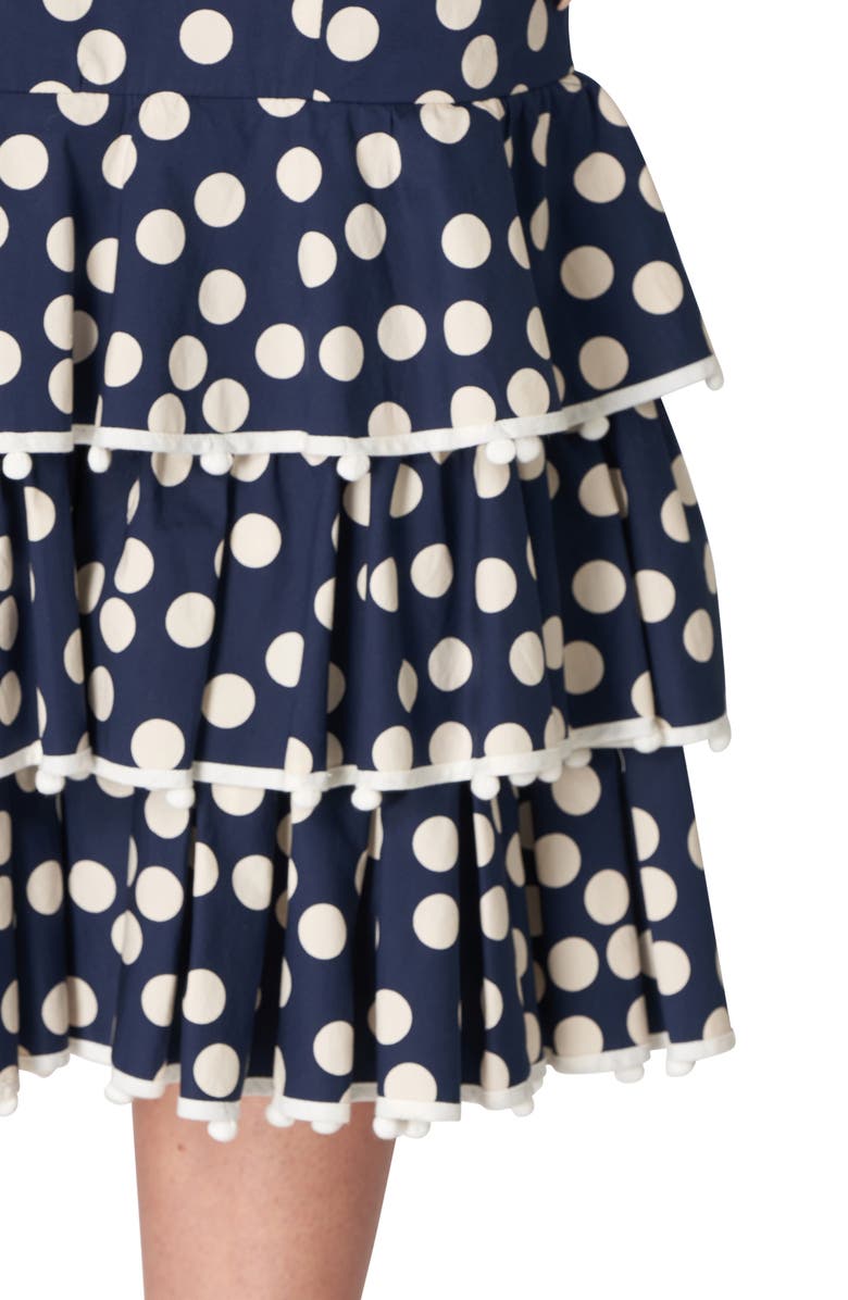 Carolina Herrera Polka Dot Tiered Ruffle Stretch Cotton Dress, Alternate, color, 