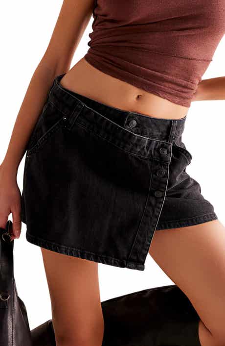Free People Wynne Wrap Denim Miniskirt