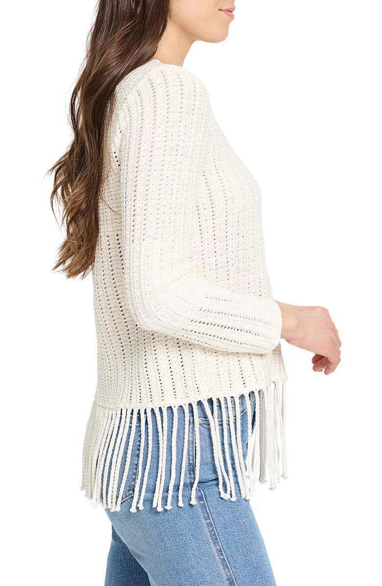 NIC+ZOE Beach Walk Open Stitch Fringe Sweater, Alternate, color, 