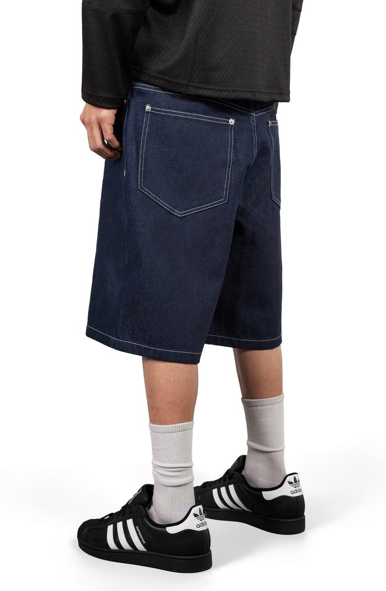 PLEASURES Skull Embroidered Denim Shorts, Alternate, color, Raw