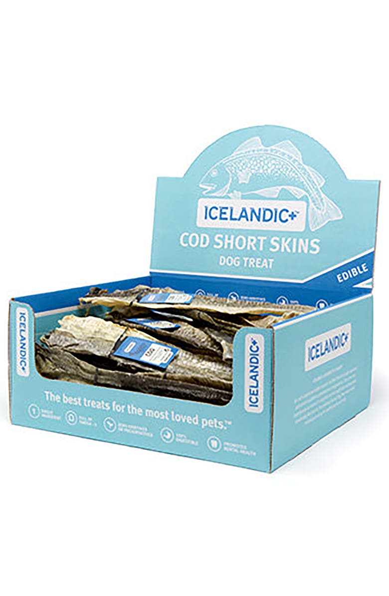 ICELANDIC+ 8 to 10 Inch Cod Short Skins 36 Pack Dog Treat Chews, Alternate, color, Multicolored