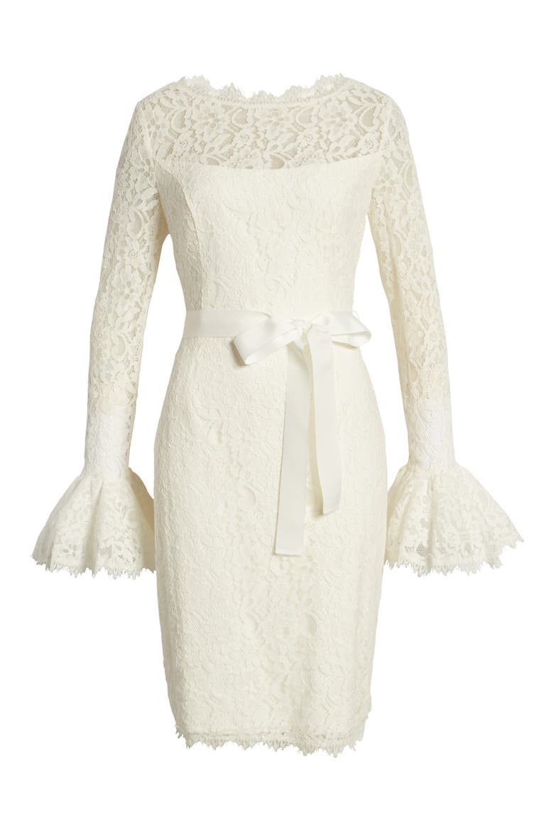 Long Sleeve Lace Sheath Dress, Alternate, color, IVORY
