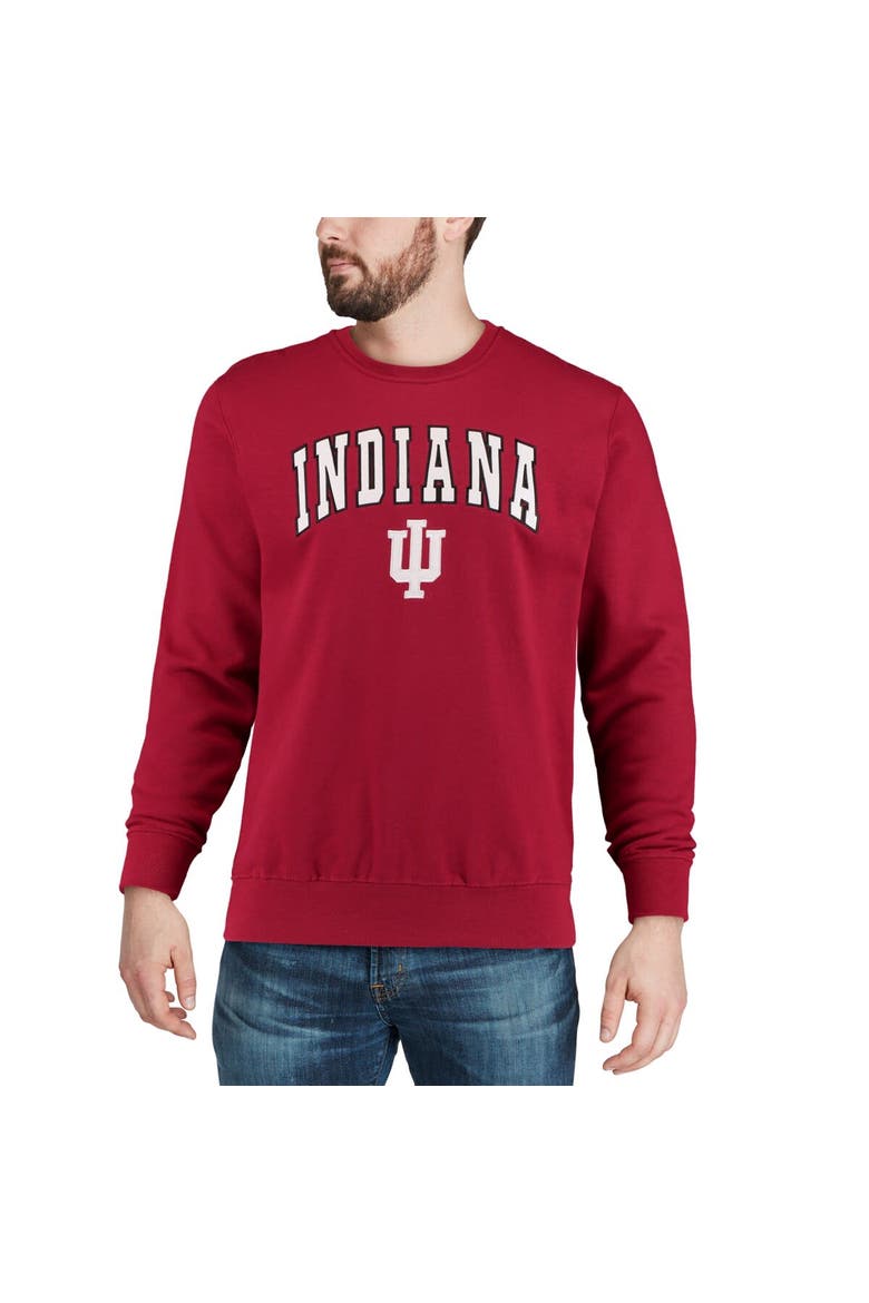 Men's Colosseum Crimson Indiana Hoosiers Arch & Logo Crew Neck Sweatshirt, Alternate, color, Crimson