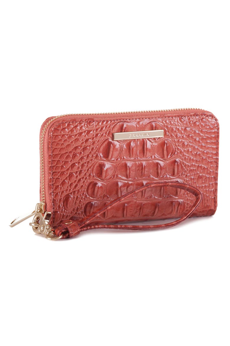 'Riley' Croc Embossed Leather Wristlet, Alternate, color, ROSE QUARTZ
