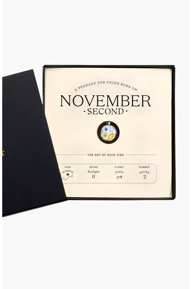 The November Birthdate Silver Pendant, Alternate, color, November 2nd - Silver