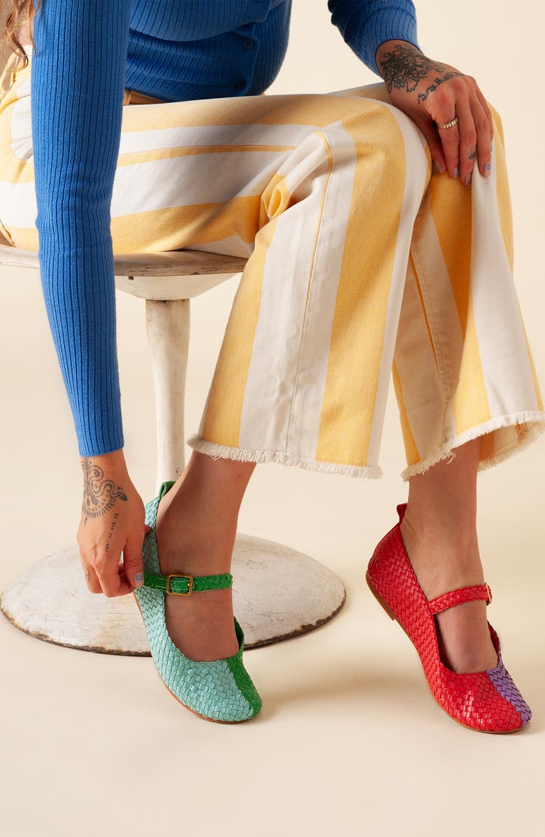 Charlotte Stone Raleigh Mismatch Woven Mary Jane Flat, Alternate, color,