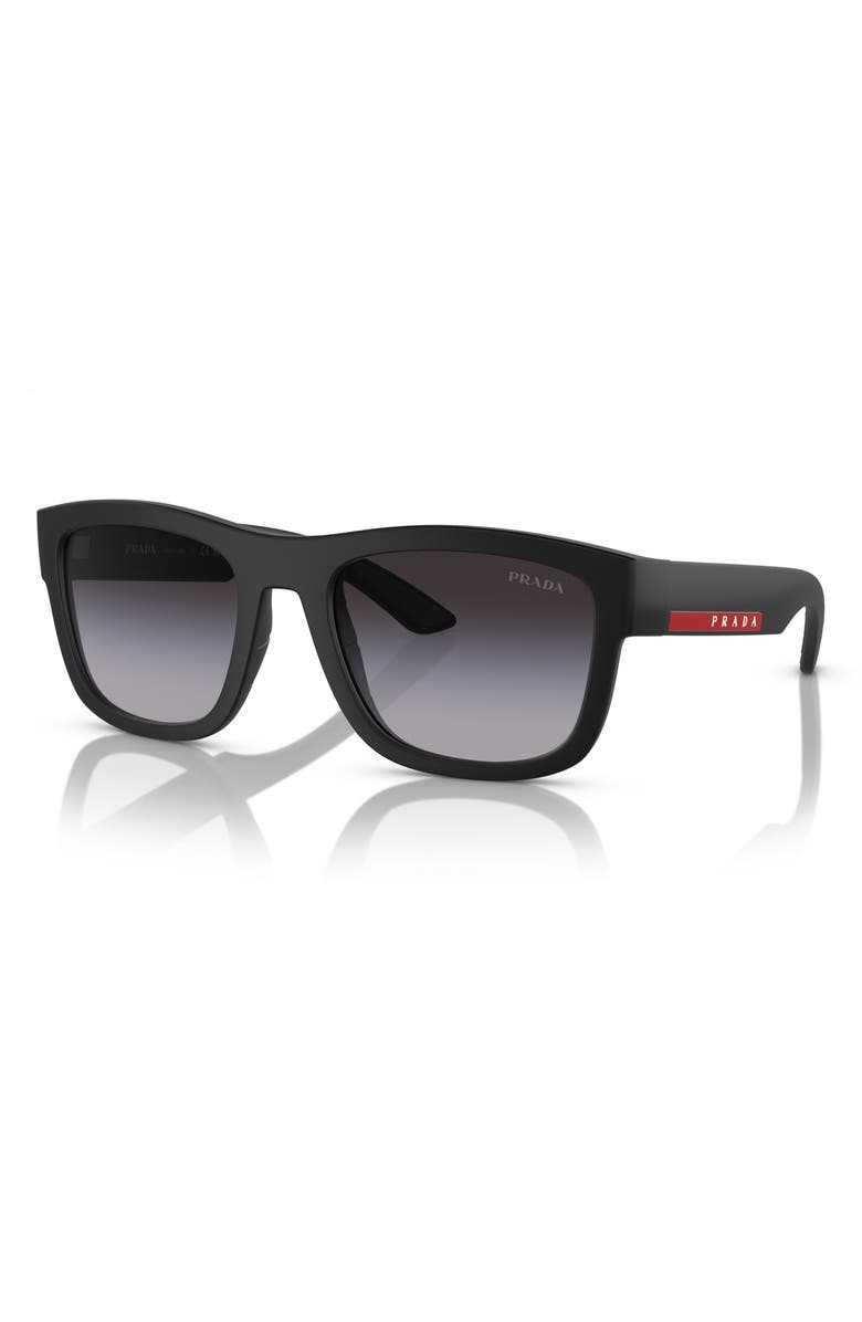 Prada Linea Rossa 56mm Pillow Sunglasses, Alternate, color, Matte Black