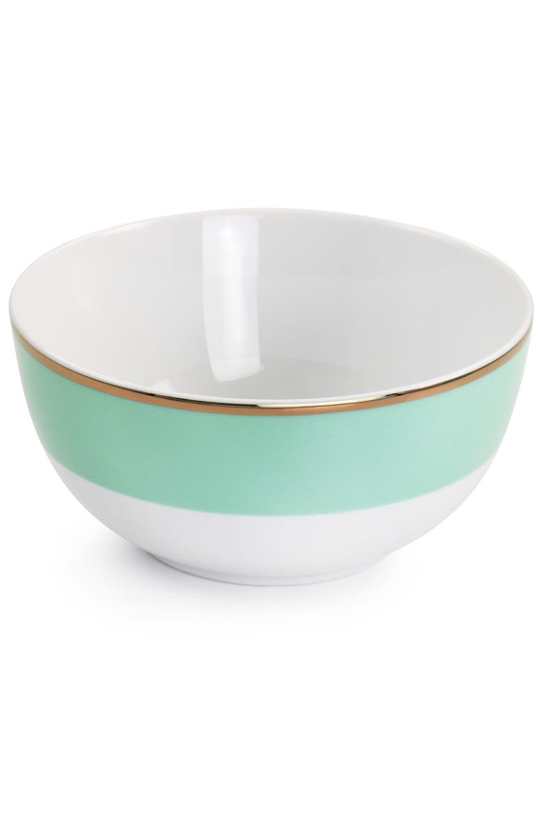 Gold Rimmed 12 piece Fine Ceramic Dinnerware Set, Alternate, color, Mint