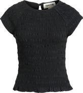 Open Edit Cap Sleeve Smocked Top