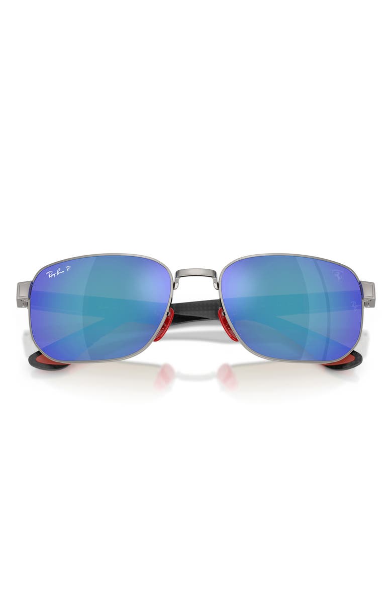 Ray-Ban <p>x Scuderia Ferrari 59mm Polarized Mirrored Irregular Sunglasses</p>, Alternate, color, Gunmetal / Polar Grey