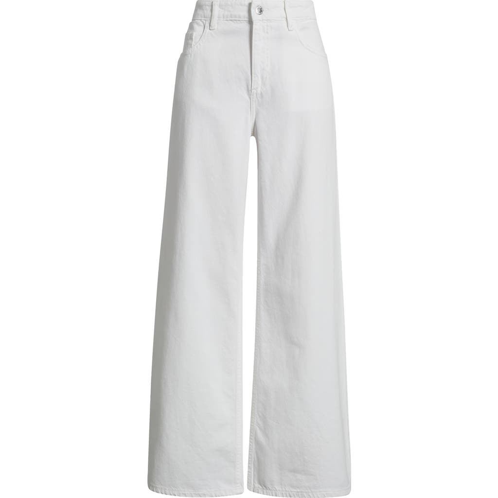 Mango Low Rise Wide Leg Jeans In White