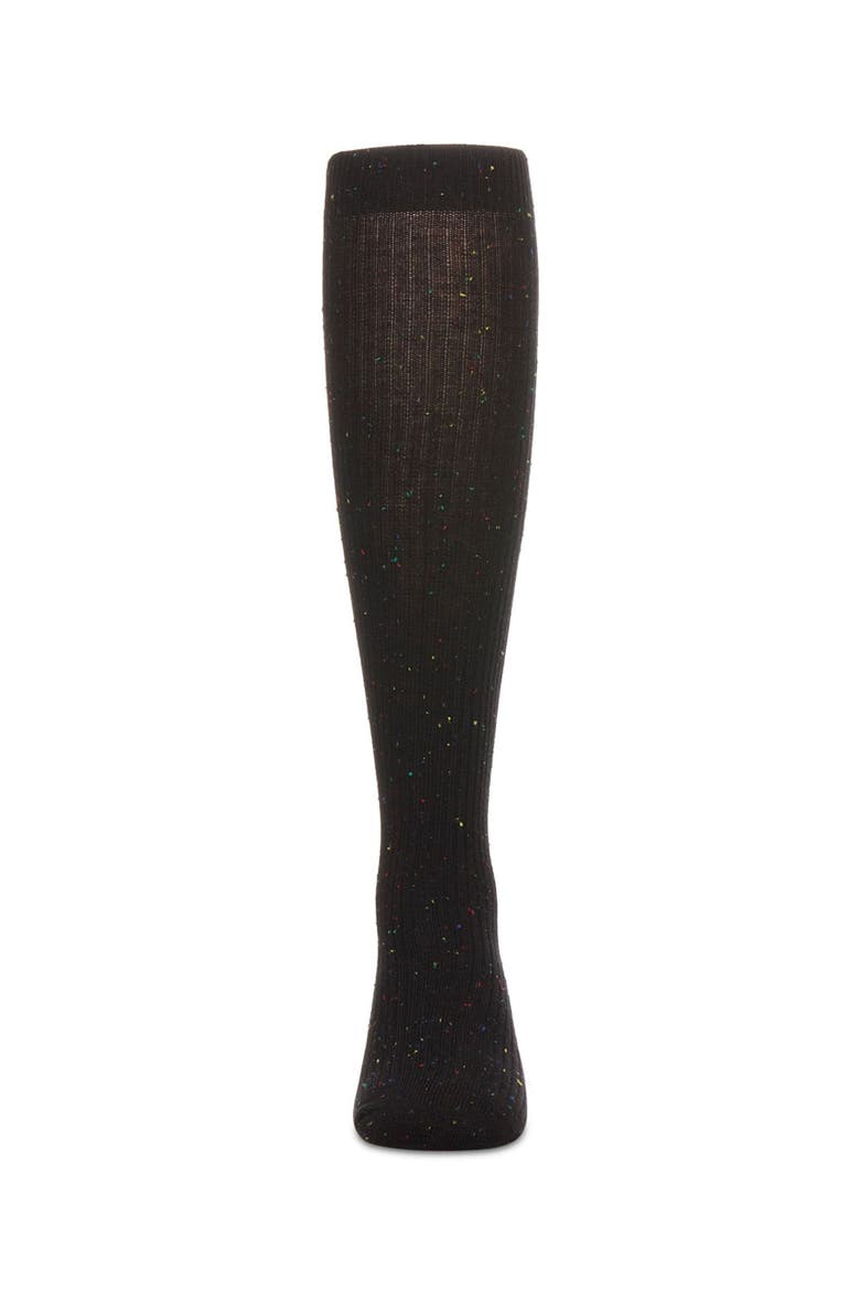 Thin Ribbed Speckled Knee High, Alternate, color, Black