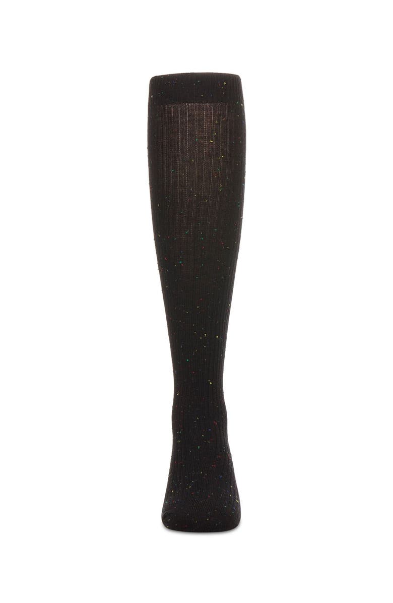 MeMoi Thin Ribbed Speckled Knee High, Alternate, color, Black