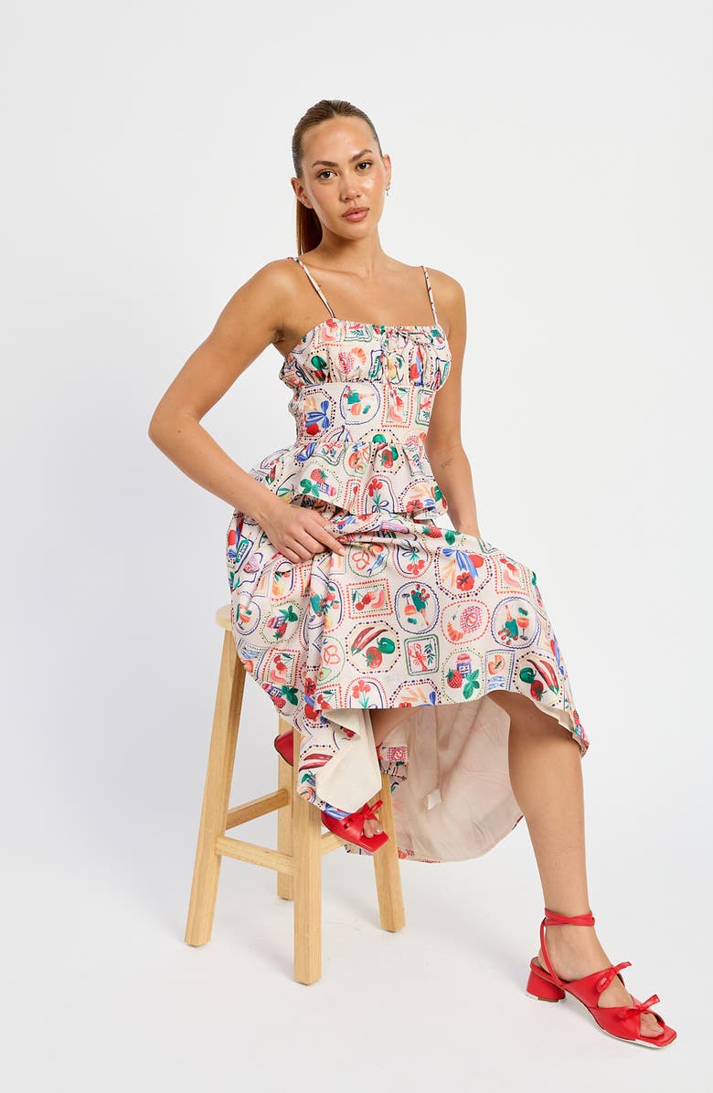 En Saison Nayeli Print Peplum Camisole, Alternate, color, Linen Red Multi