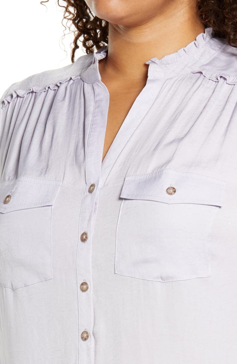 Wit & Wisdom Ruffle Trim Utility Shirt, Alternate, color, 