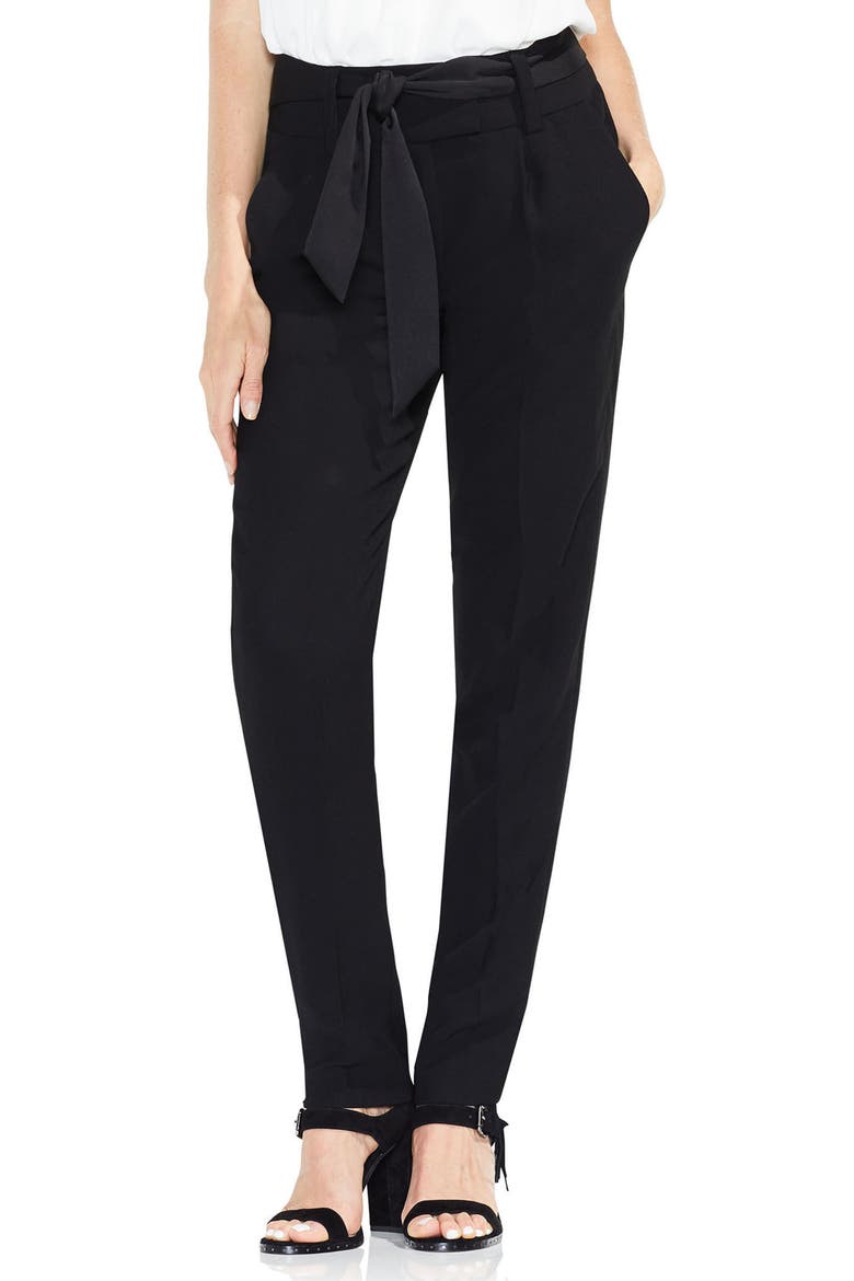 Matte Shine Crepe Slim Leg Pants, Main, color, RICH BLACK