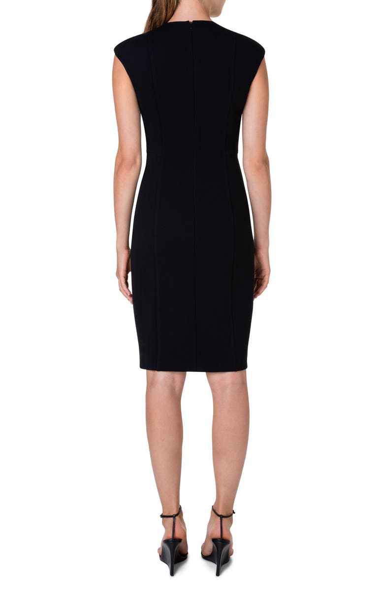 Akris punto Cap Sleeve Sheath Dress, Alternate, color, Black