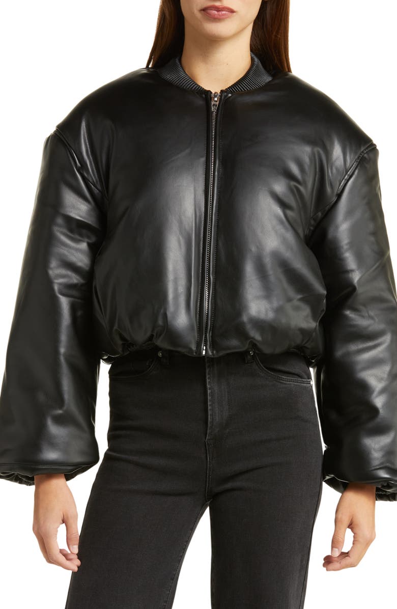 BLANKNYC Faux Leather Bomber Jacket, Alternate, color, 