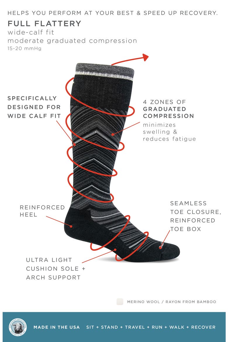 Full Calf Flattery Compression Socks, Alternate, color, BLACK