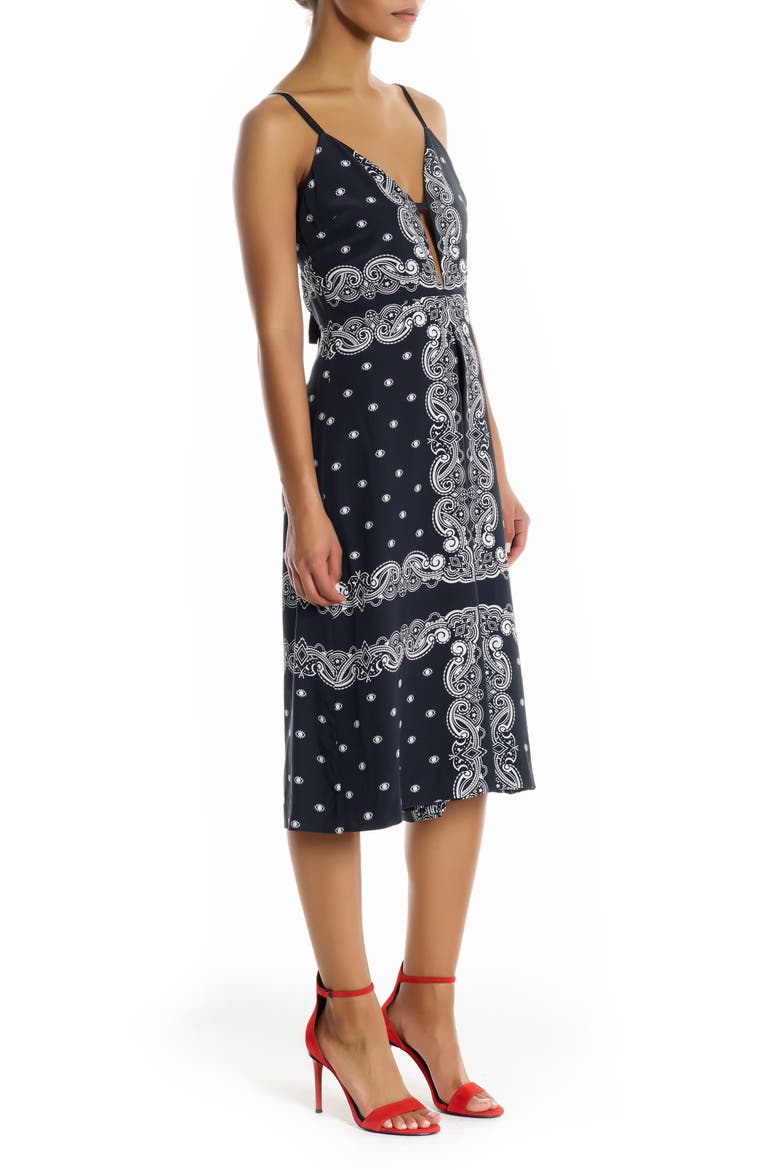 Bandana Silk Jumpsuit, Alternate, color, BLACK