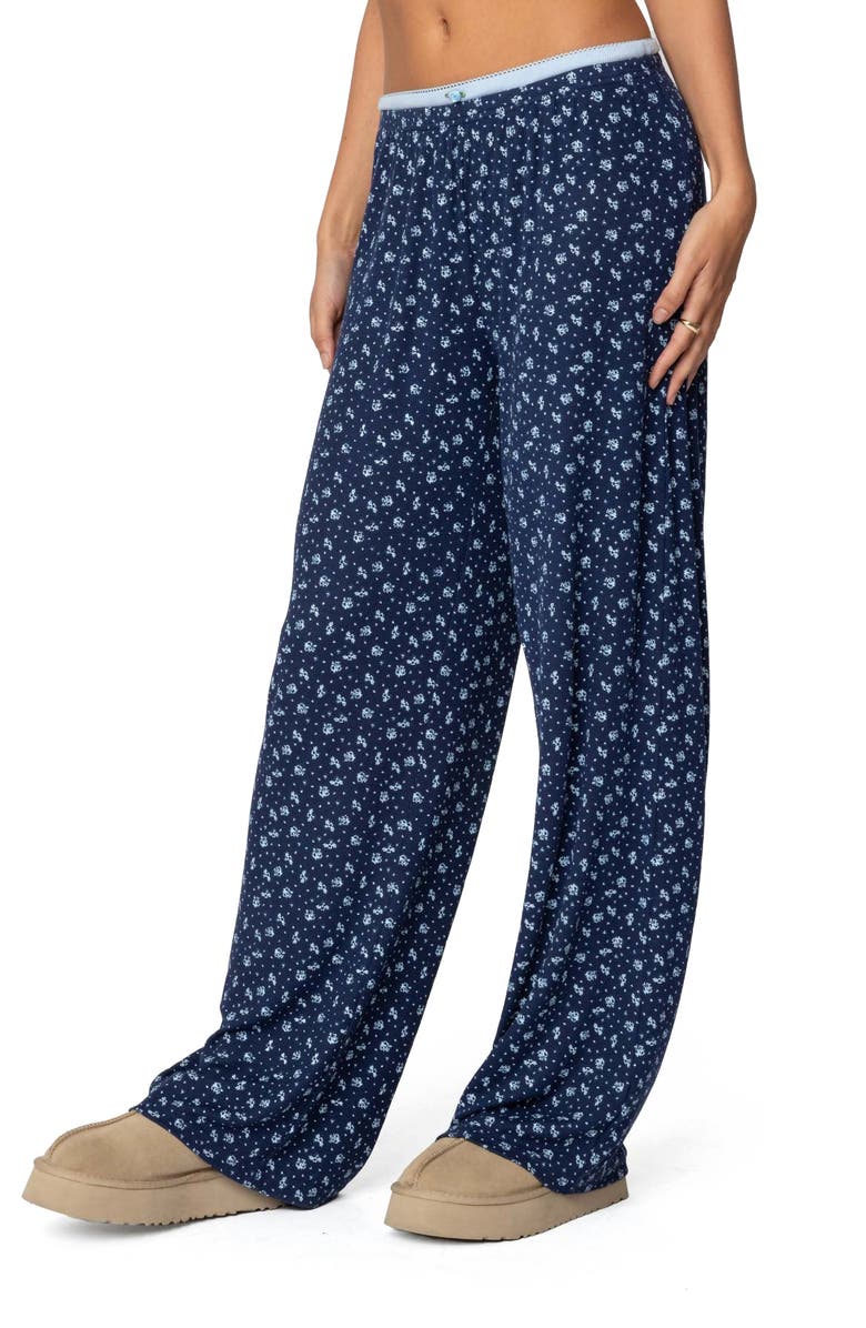 EDIKTED Flowerbed Layered Pants, Alternate, color, Blue
