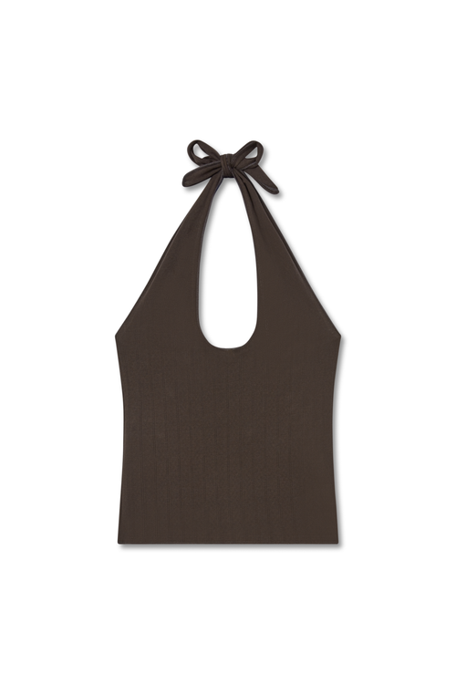 Vir Vita Pauline Pointelle Halter Top In Brown