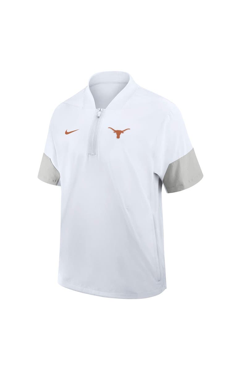 Nike Men's Nike White Texas Longhorns 2025 Sideline Short Sleeve Quarter-Zip Coach Jacket, Alternate, color, White