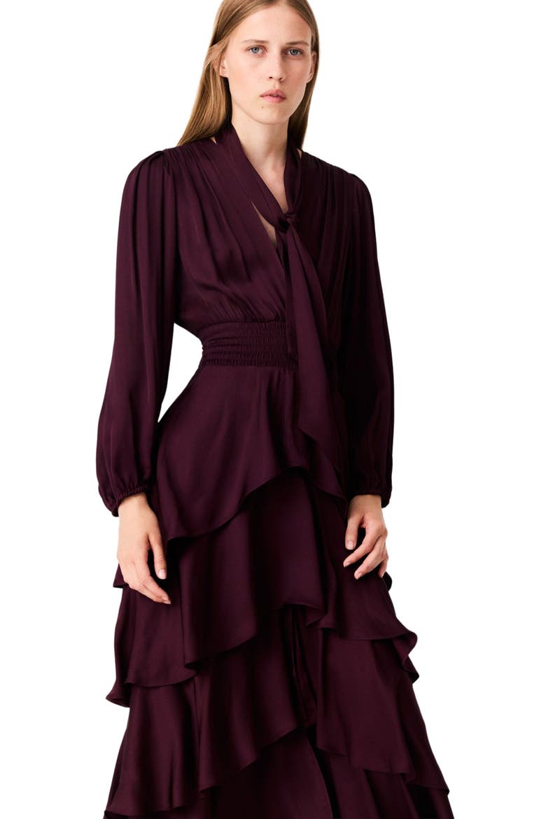Ruffled maxi dress, Alternate, color, Burgundy
