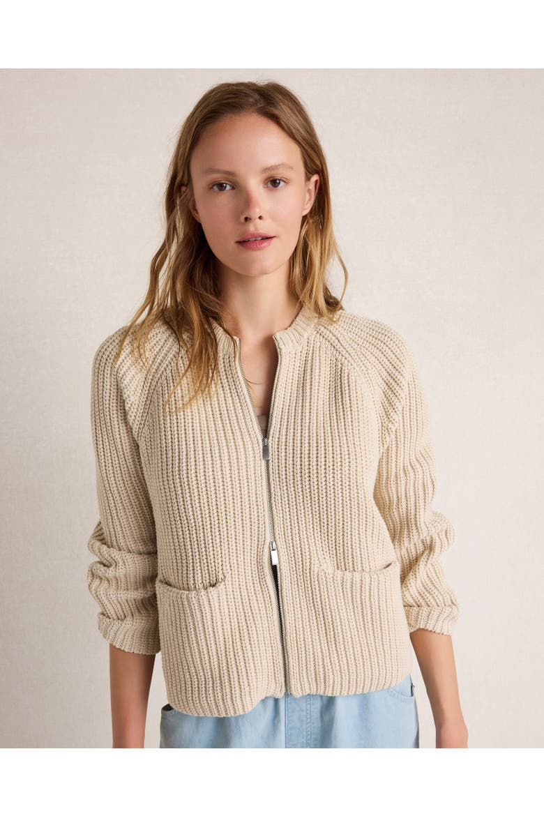 Cotton Blend Shaker Stitch Bomber Jacket, Main, color, Chantrelle