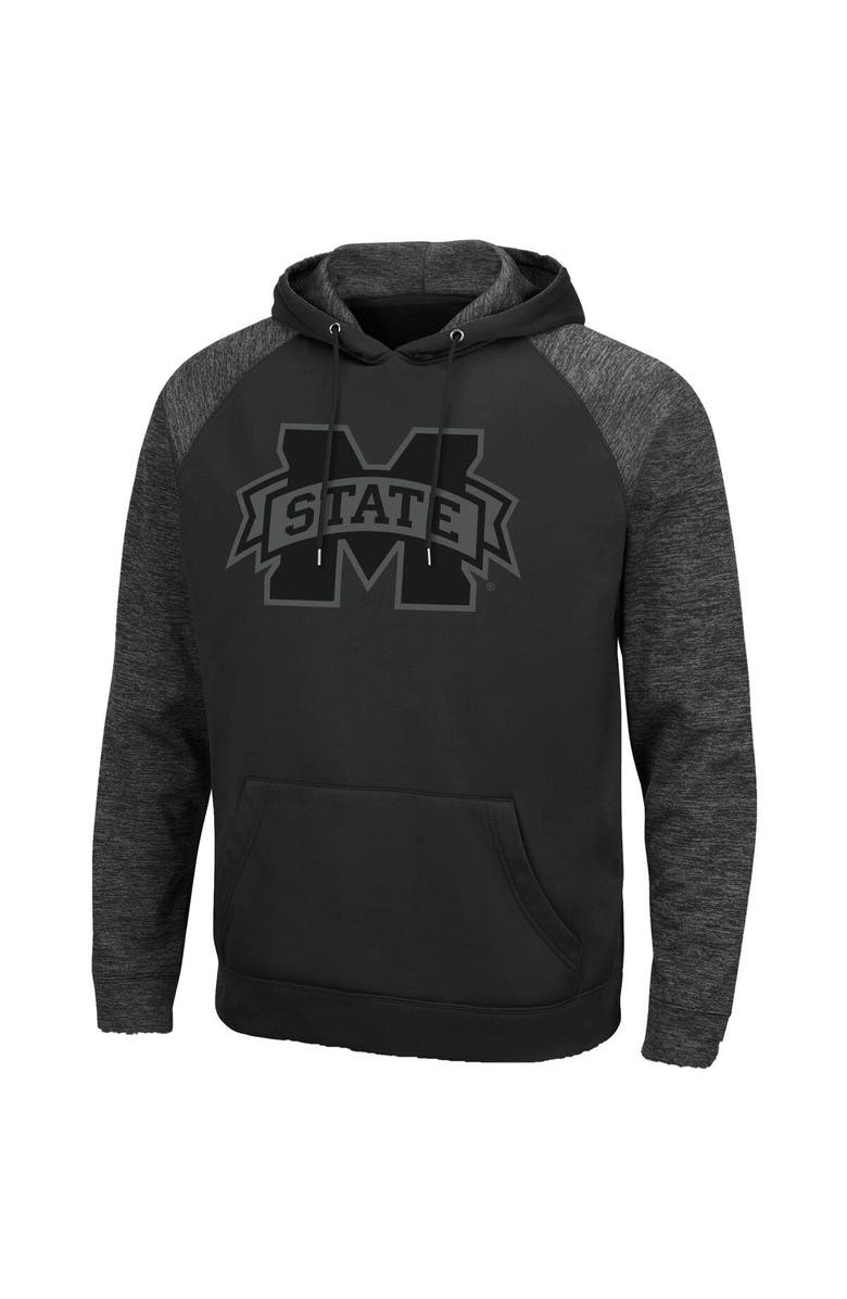 COLOSSEUM Men's Colosseum Black Mississippi State Bulldogs Blackout 3.0 Tonal Raglan Pullover Hoodie, Alternate, color,