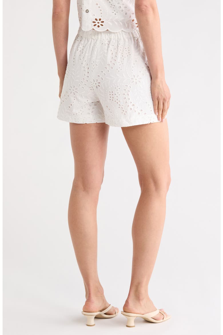Embroidered Eyelet Cotton Shorts, Alternate, color, WHITE