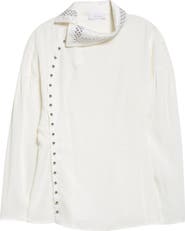 Rabanne Studded Asymmetric Reversed Satin Top