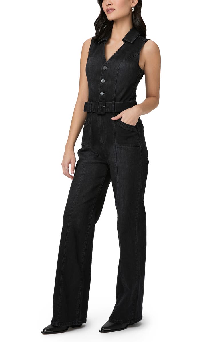 PAIGE Sasha Belted Denim Jumpsuit, Alternate, color, Dark Moonlight