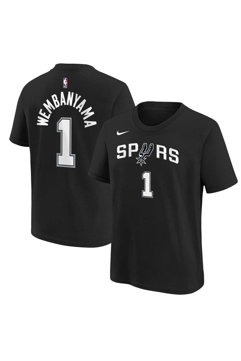 Youth Victor Wembanyama Black San Antonio Spurs Icon Name & Number T-Shirt, Main, color, Black