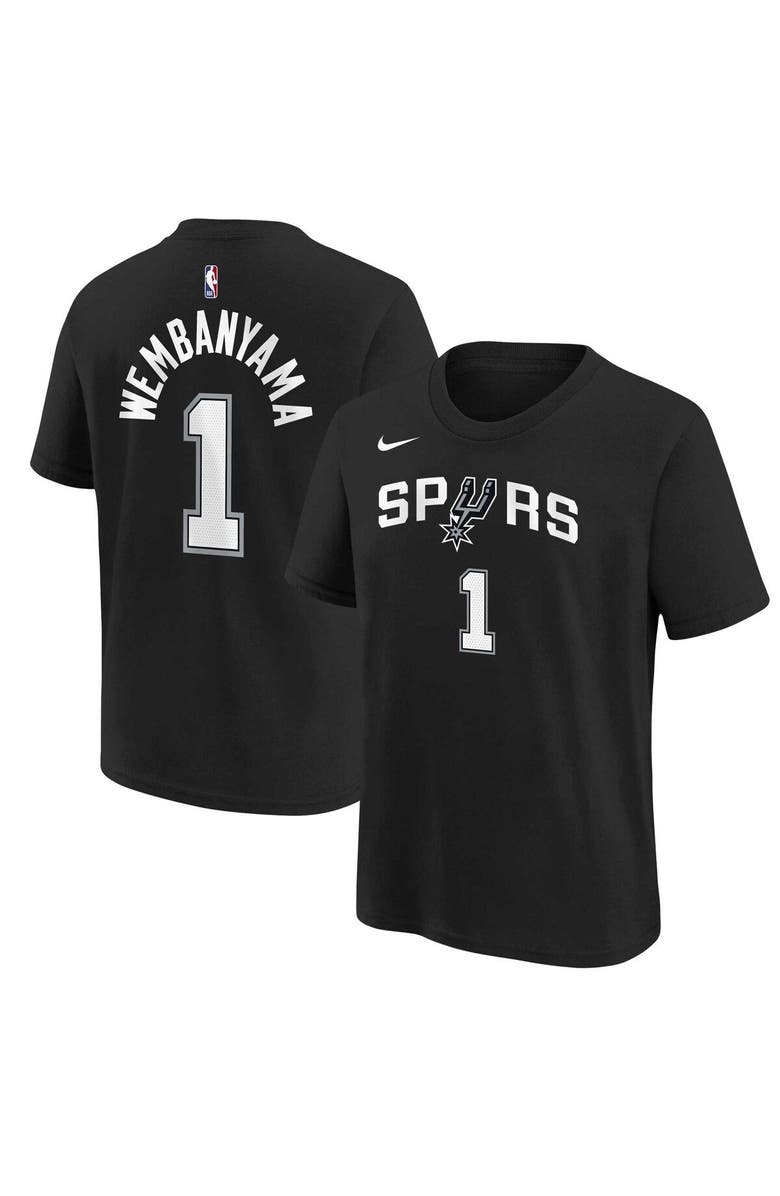 Nike Youth Victor Wembanyama Black San Antonio Spurs Icon Name & Number T-Shirt, Main, color, Black