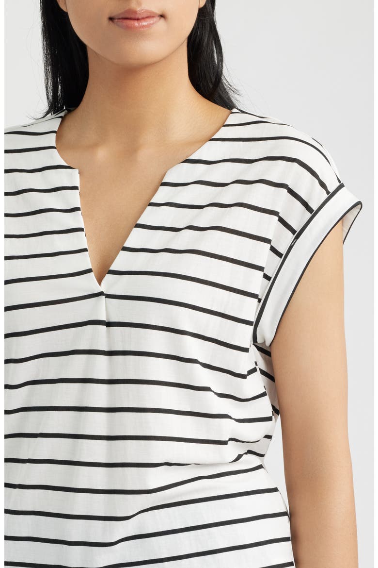Dolman Sleeve Piqué T-Shirt, Alternate, color, IVORY/ BLACK