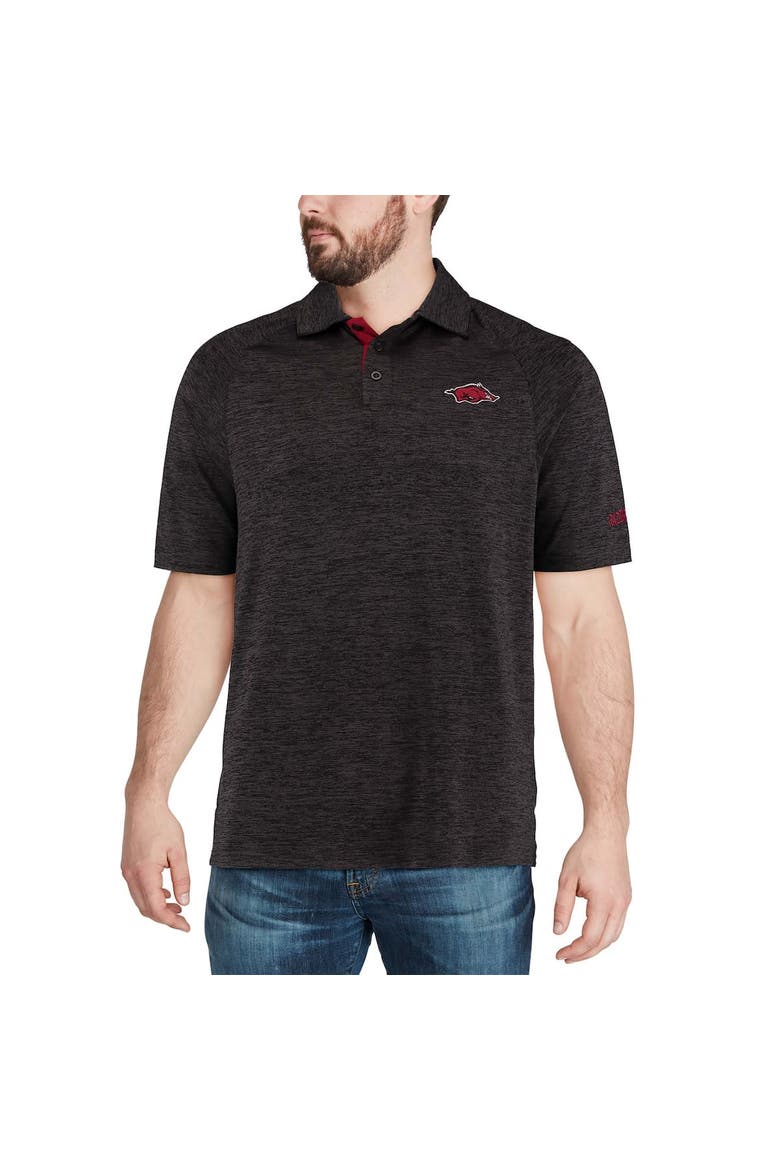 Men's Colosseum Black Arkansas Razorbacks Down Swing Polo, Alternate, color, Heather Black